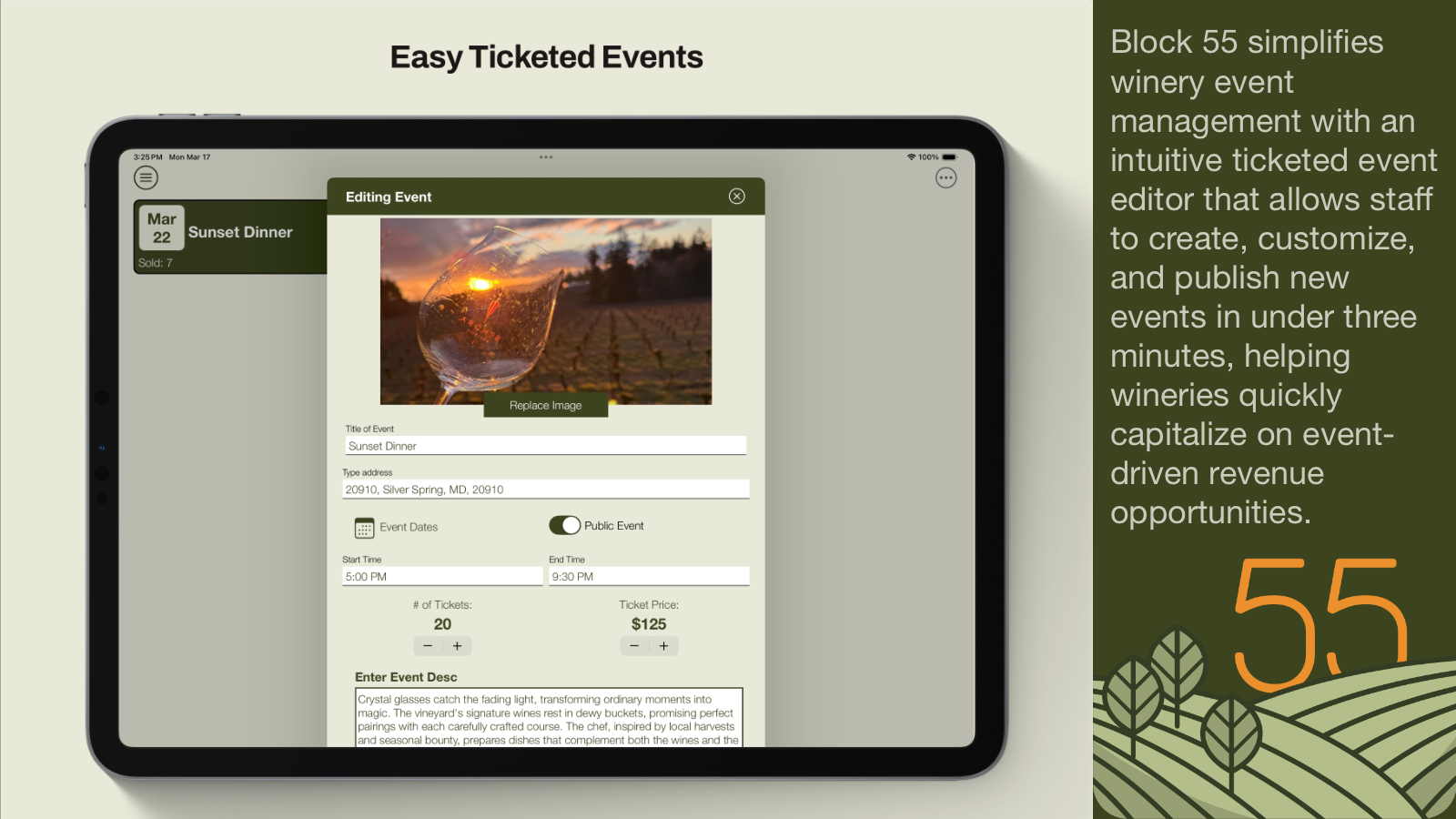 Block 55 Events Interface