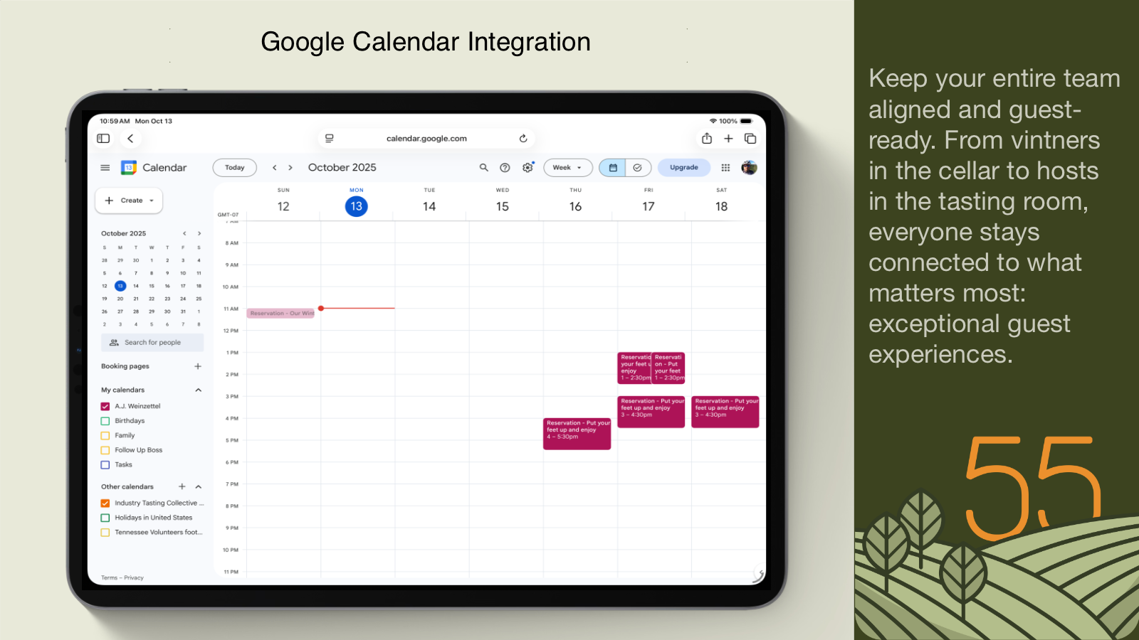 Block 55 Google Calendar Sync Interface